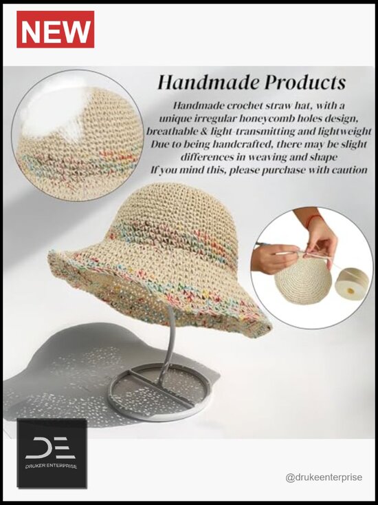 Straw Bucket Sun Hat Floppy Wide Brim Foldable Packable Travel Beach Hat main image 4